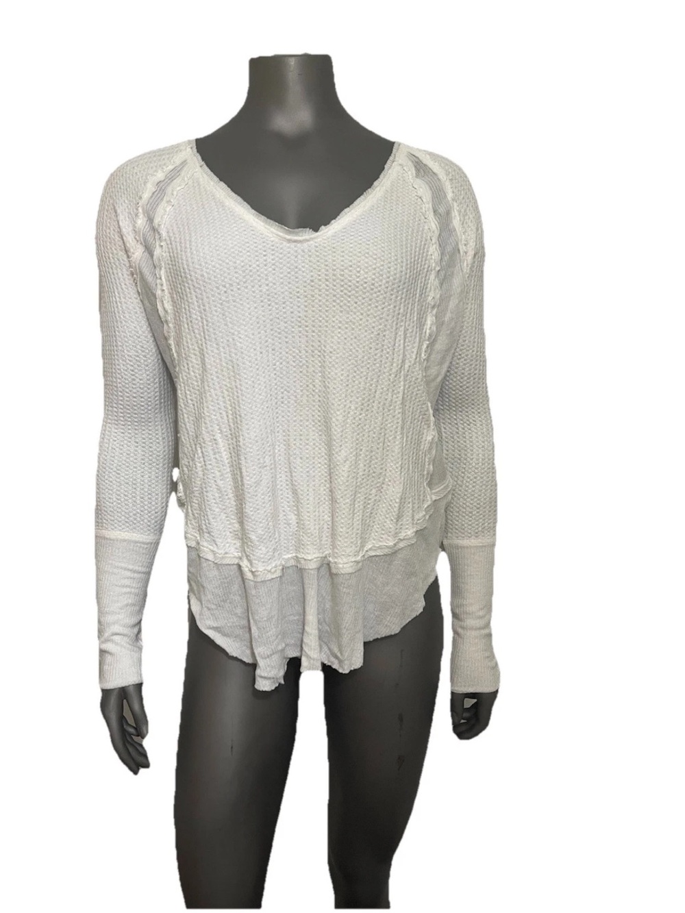 We The Free Top Women’s S Off White Textured Long Sleeve Thermal Cottagecore